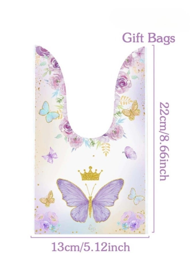 توزيعات العيد 25 قطعة من أكياس توزيعات العيد والهدايا و الحلوى على شكل فراشة أرجوانية للاحتفال بالعيد و لتزيين حفلات أعياد الميلاد وحفلات استقبال المولود الجديد - Image 4